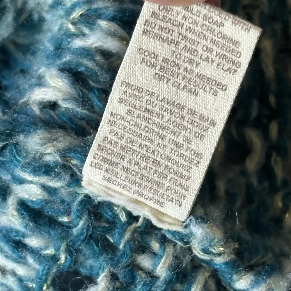 Free People Cardigan 3 Button Sweater Blue Chunky Knit Wool Blend Womens Small